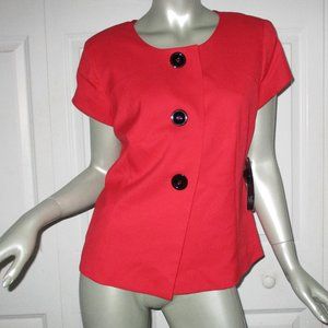 ANNE KLEIN Red Short Sleeve Suit Jacket Size 12 NWT